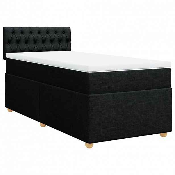 vidaXL Box spring postel s matrací černá 80 x 200 cm textil