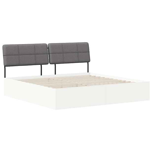vidaXL Dvoulůžková postel s čelem Bílá a světlá šedá 200 x 200 cm
