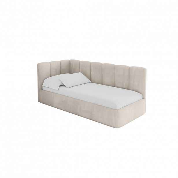 ALTDECOR JEDNOLŮŽKOVÁ POSTEL pro mládež s úložným prostorem a matrací H3/H4, vpravo - DEXY 90x200 béžová