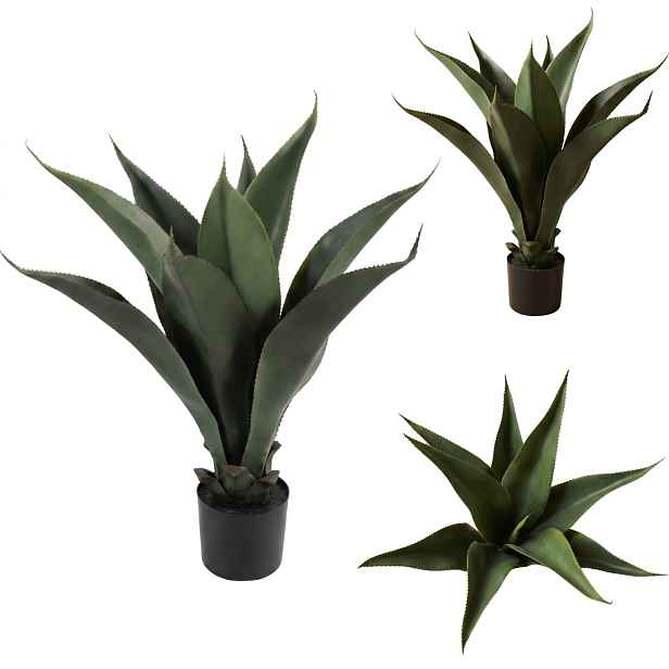 Umělá Aloe V Květináči 60 CM Zelená, Plastová Barva