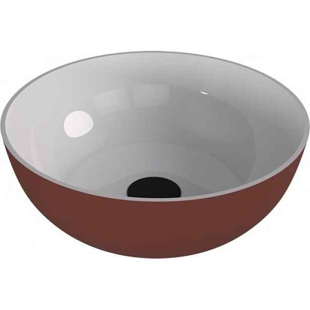 Umyvadlo na desku Polysan Banera 39x39 cm bílá/hnědá mat bez přepadu 14337.72