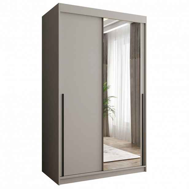 Home Collective SKŘÍŇ S POSUVNÝMI DVEŘMI se zrcadlem, šířka 120 cm, kašmírová s černým úchytem