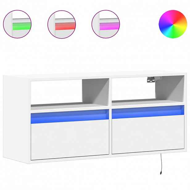 vidaXL Nástěnná TV skříňka s LED osvětlením bílá 100 x 31 x 45 cm