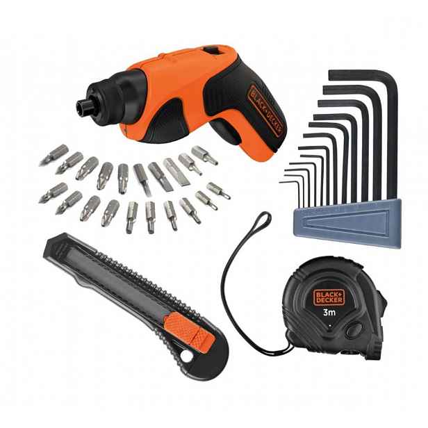BLACK+DECKER - 3,6V AKU šroubovák, USB kabel, s příslušenstvím CS3651LCA35-QW