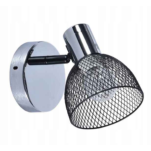 Lampex Nástěnná lampa Roni Loftová Chrom/Černá, Kov, E14, 60W, Stmívač