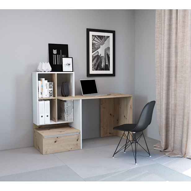 Levný PC stůl Porto 2, artisan/bílý