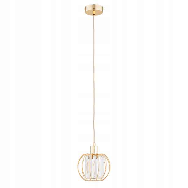 Alfa Závěsná lampa Zlatá Moderní 1xE27 15W Stínidlo Kristal