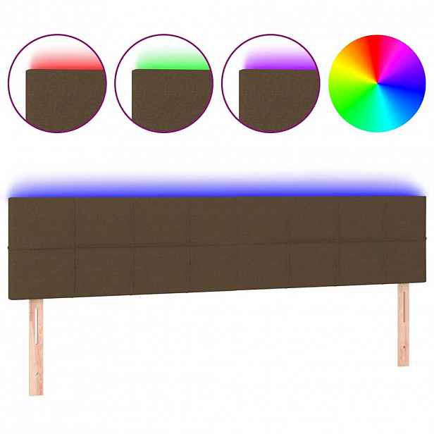 vidaXL Čelo postele s LED tmavě hnědé 160x5x78/88 cm textil