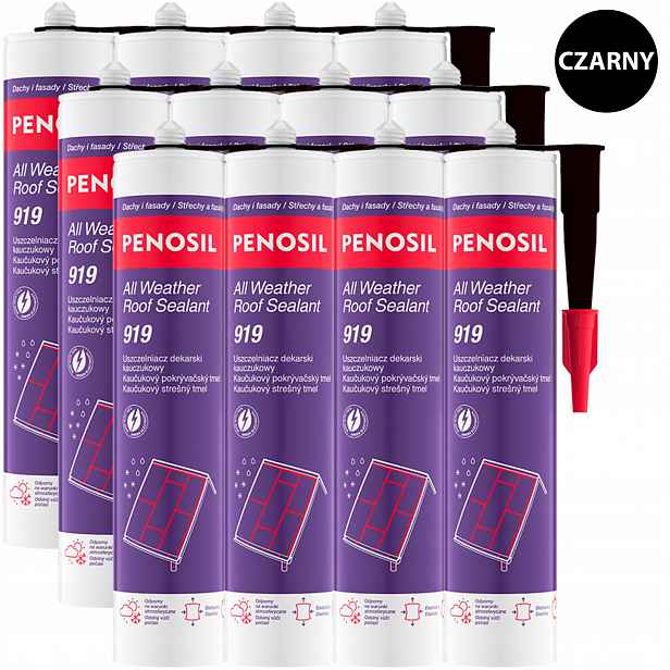 12x Silikonové Těsnící Lepidlo Dekarski Penosil Černé kaučukové na mokré