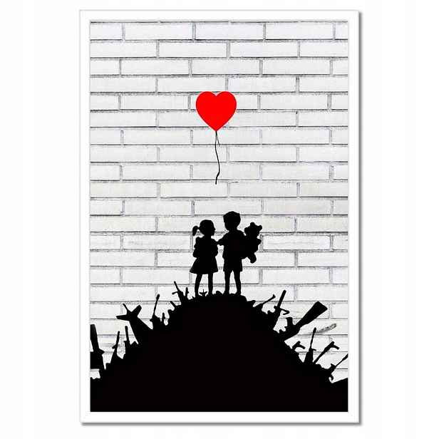 Plakáty v rámu 40x60 Banksy Sterta zbraně Balon