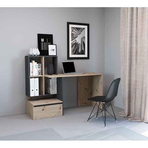 Levný PC stůl Porto 2, artisan/šedý