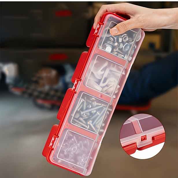 TEMU ITECHJOY Malý plastový úložný box přihrádkami na šrouby | Organizér na hardwarové prvky, šrouby, matice, hřebíky a nářadí | Třídící víky pro