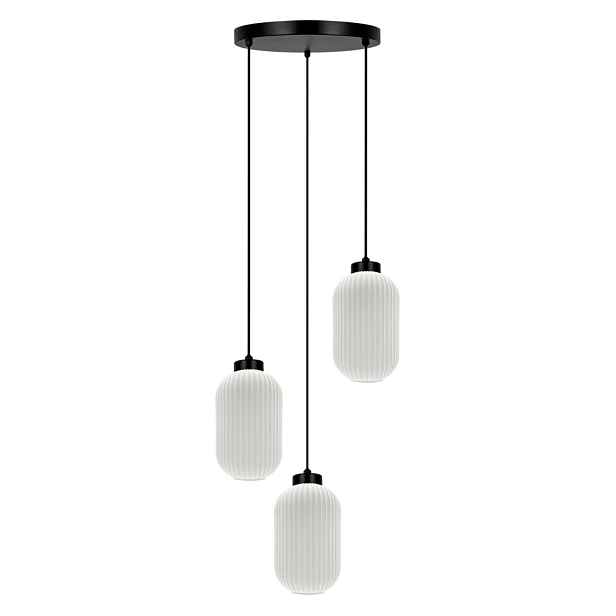 Trojitá závěsná lampa s rýhovanými stínidly Vilar K-5735