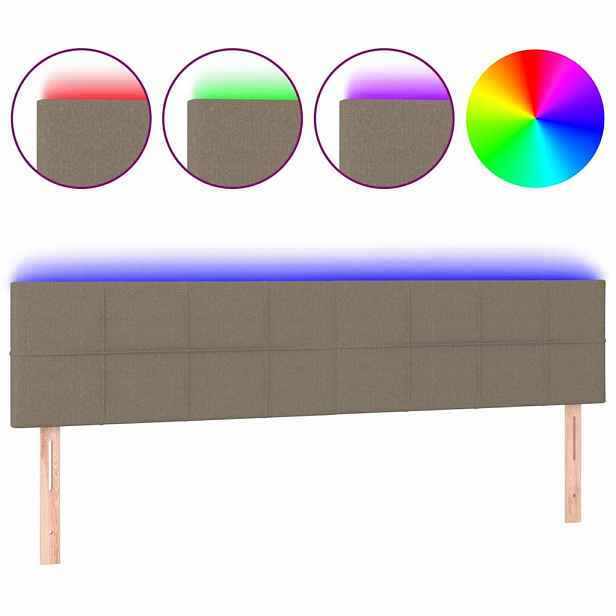 vidaXL Čelo postele s LED taupe 160x5x78/88 cm textil