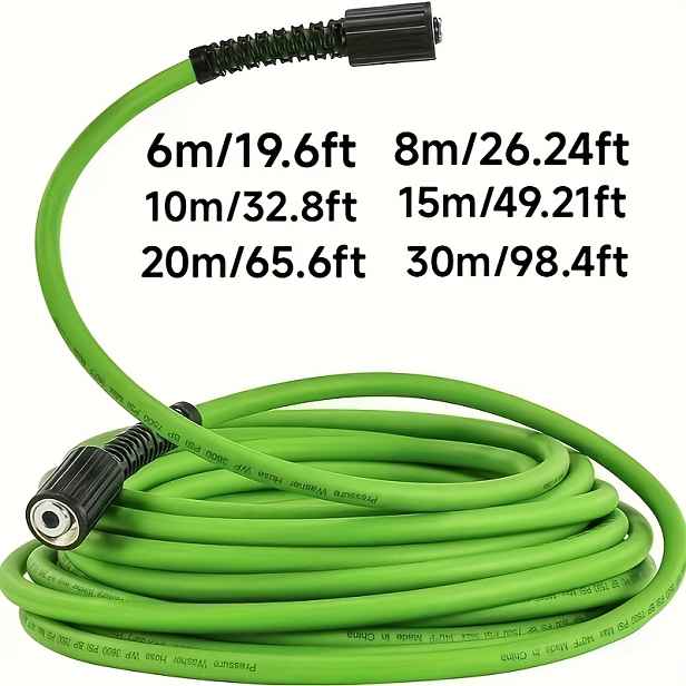 TEMU 1 ks 19.6Ft/26.3Ft/32.8Ft/49.2Ft/65.6Ft hadice pro tlakové myčky, náhradní hadice pro vysokotlaké myčky 3600 PSI, flexibilní prodlužovací hadice