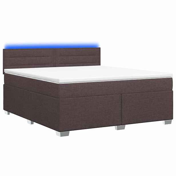 vidaXL Box spring postel s matrací a LED Tmavě hnědá 180 x 200 cm
