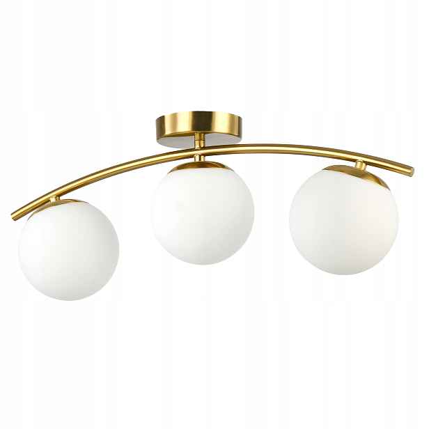 Závěsné stropní svítidlo lustr skleněná koule 3x E27 Loft 51 cm zlatá bílá