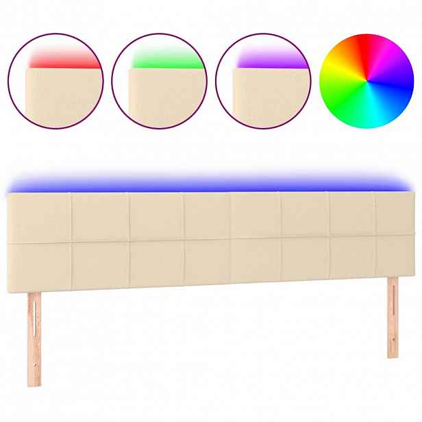 vidaXL Čelo postele s LED krémové 160x5x78/88 cm textil