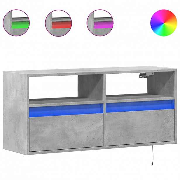 vidaXL Nástěnná TV skříňka s LED osvětlením betonově šedá 100x31x45 cm