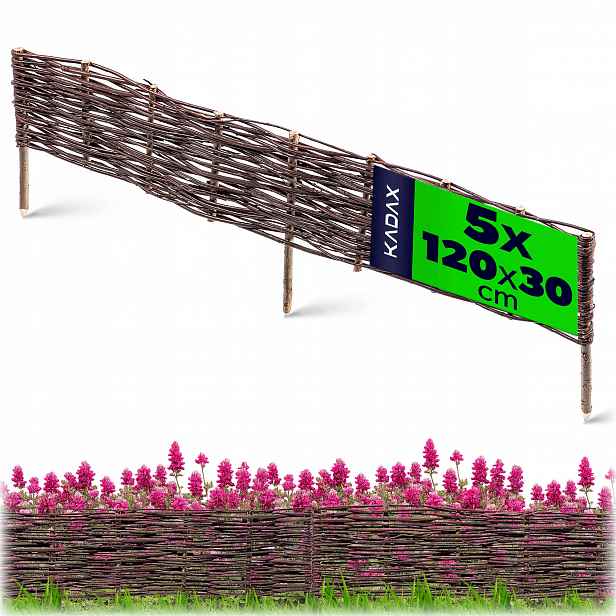 5ks Zahradní Palisáda Proutěná Trávníkový Lem Plot 120x30 cm Set