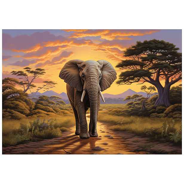 Fototapeta flizelina Slon africký západ slunce v Savaně 150x105 lepidlo