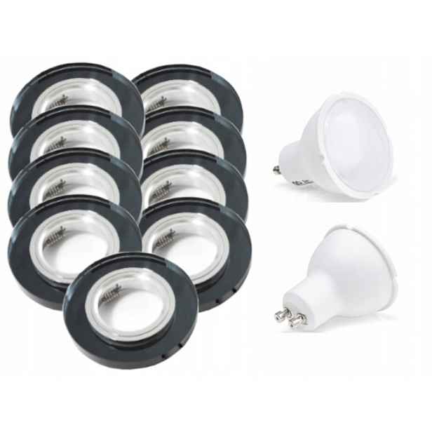 Skleněný stropní Led halogenový set 9x žárovky
