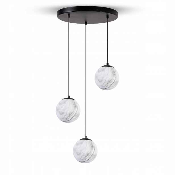 stropní svítidlo Led závěsná Skleněná lampa Marmur 3x E27 černá bílá Glamour