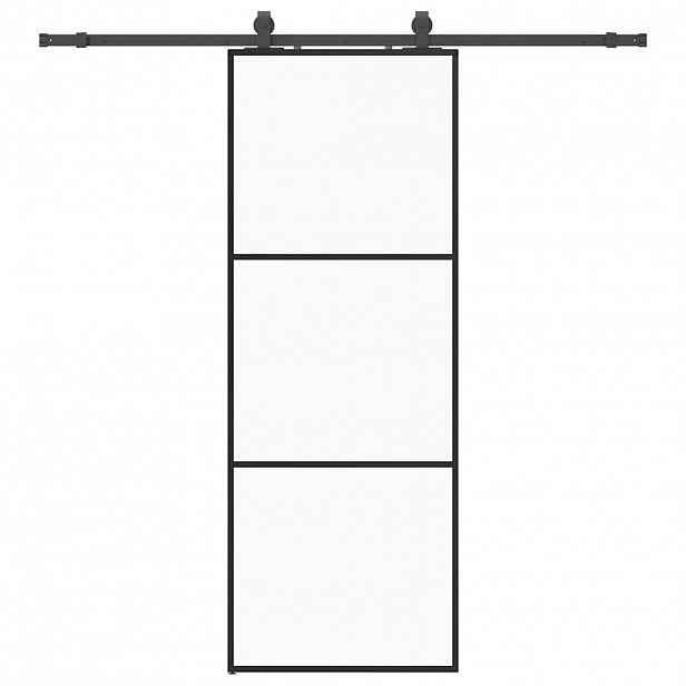 vidaXL Posuvné dveře se sadou kování černé 76x205 cm ESG Glass