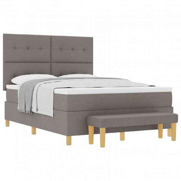 vidaXL Postel s boxspringem s čelo Taupe 190 x 140 cm textil