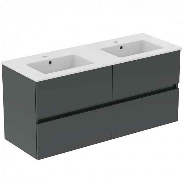 Ideal Standard Eurovit+ - Skříňka s dvojumyvadlem, 55x120x44 cm, 4 zásuvky, tmavě šedá R0577TI