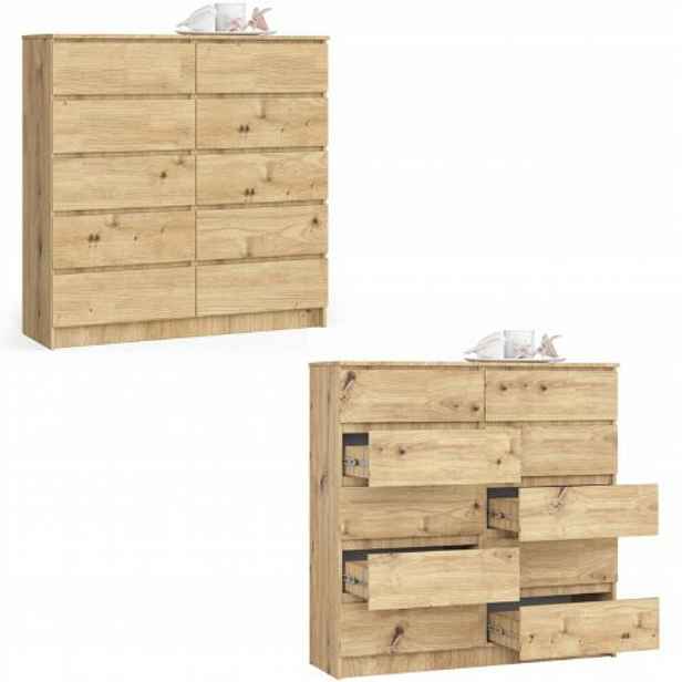 Komoda skříňka K120 10 zásuvek dub artisan Akd