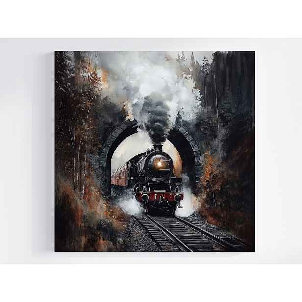 Obraz Na Plátně Canvas Parní Vlak Tunel Podzim Vintage Retro 50x50