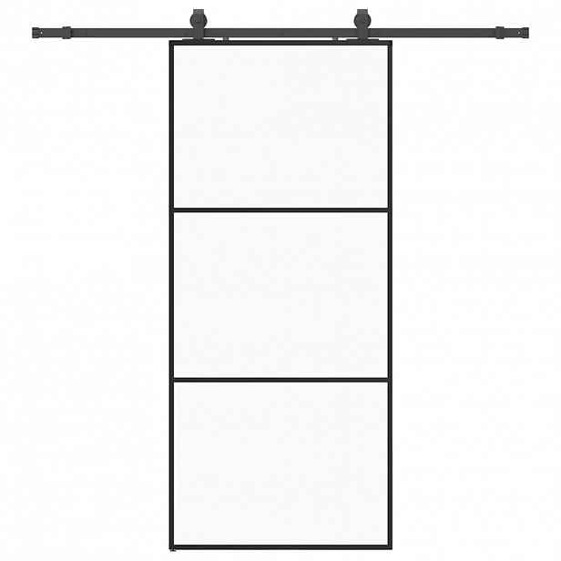vidaXL Posuvné dveře se sadou kování černé 90x205 cm ESG Glass