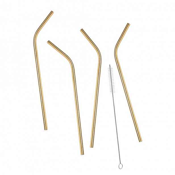 Butlers MANHATTAN LOUNGE Brčka z ušlechtilé oceli s kartáčkem set 5 ks