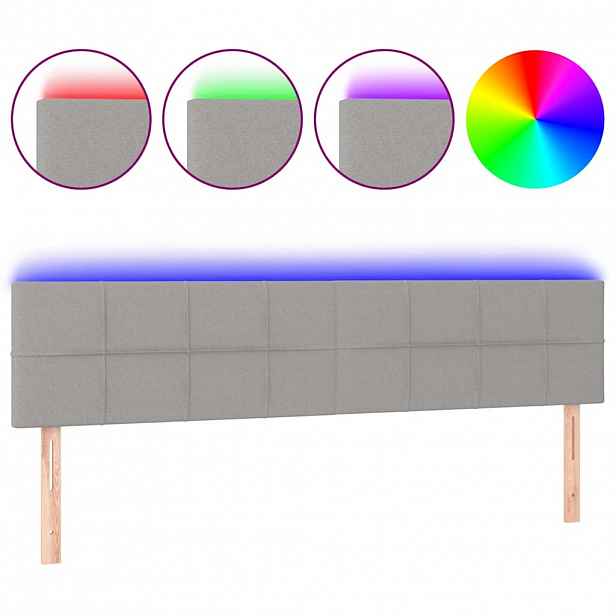 vidaXL Čelo postele s LED světle šedé 180x5x78/88 cm textil