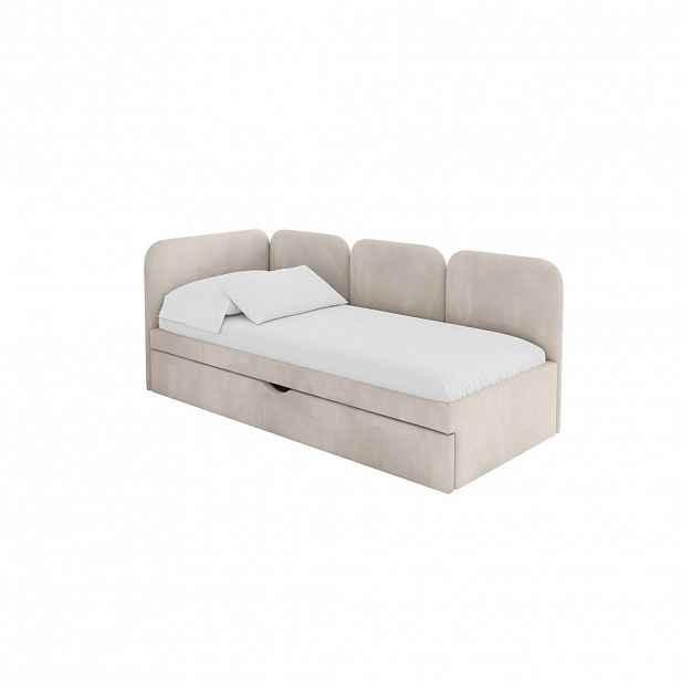 ALTDECOR JEDNOLŮŽKOVÁ POSTEL pro mládež s úložným prostorem a matrací H3/H4, vpravo - ALVY 100x200 béžová