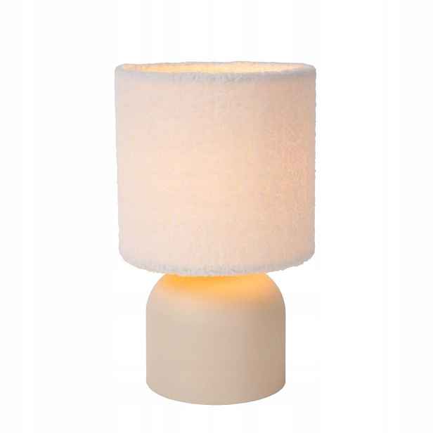 Béžová stolní lampa Woolly s teplým leskem do pracovny Lucide