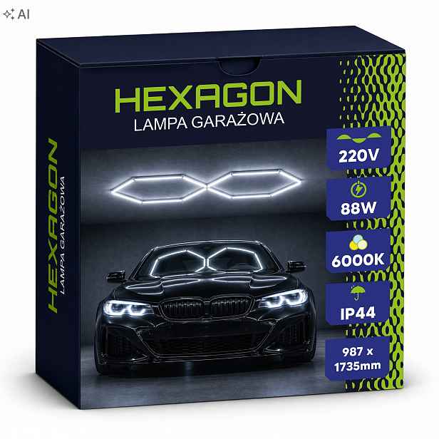 Hexagon Led lampa Osvětlení Garáž Dílna Dům 6500K 88W 10560LM Silná