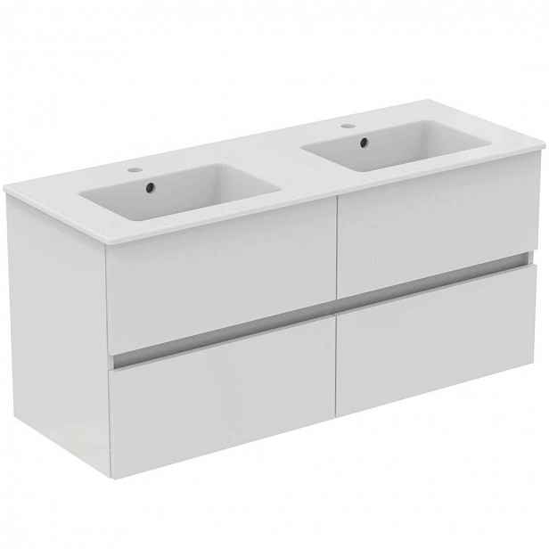 Ideal Standard Eurovit+ - Skříňka s dvojumyvadlem, 55x120x44 cm, 4 zásuvky, lesklá bílá R0577WG
