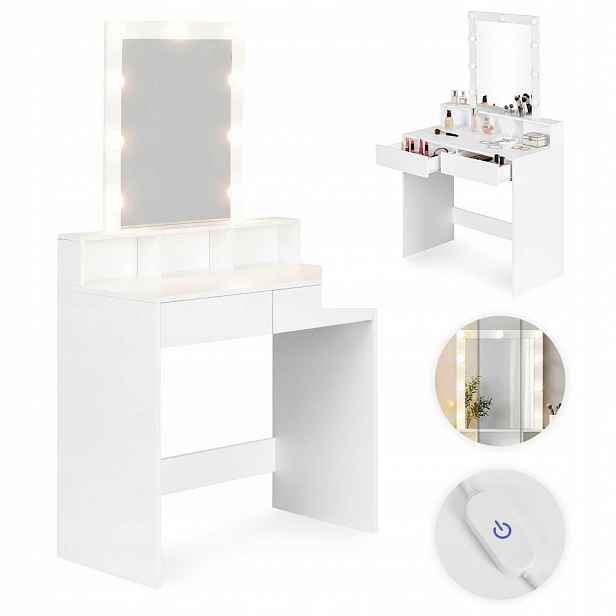 ModernHome ZDT-01 Toaletní stolek se zrcadlem a Led osvětlením, bílý