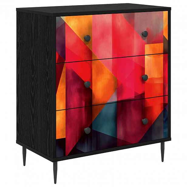 vidaXL Příborník HEESCH Barevný blokový potisk 66 x 36,5 x 76 cm