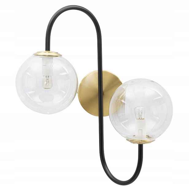 Visící lampa ze skleněných koulí a kovu