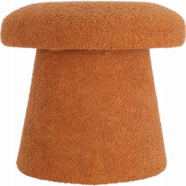 Taburet Kulatá Čalouněná Oranžovou Houbičkou Boucle 43 X 38 CM Teddy