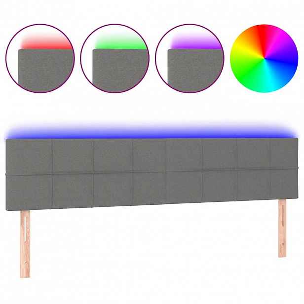vidaXL Čelo postele s LED tmavě šedé 180x5x78/88 cm textil