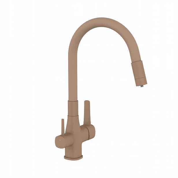 Kuchyňská Baterie S Připojením Vodního Filtru Béžová Flexibilní Ramínko