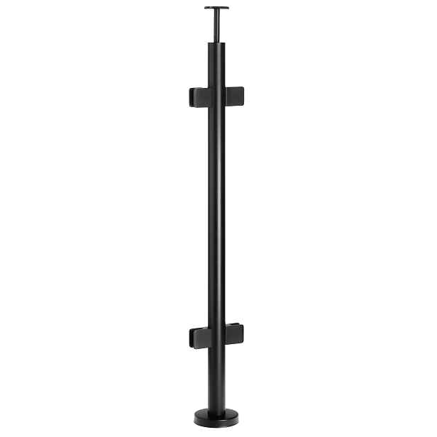 Průchozí sloupek pro skleněné zábradlí 100 cm Černý fi 42 mm Loft