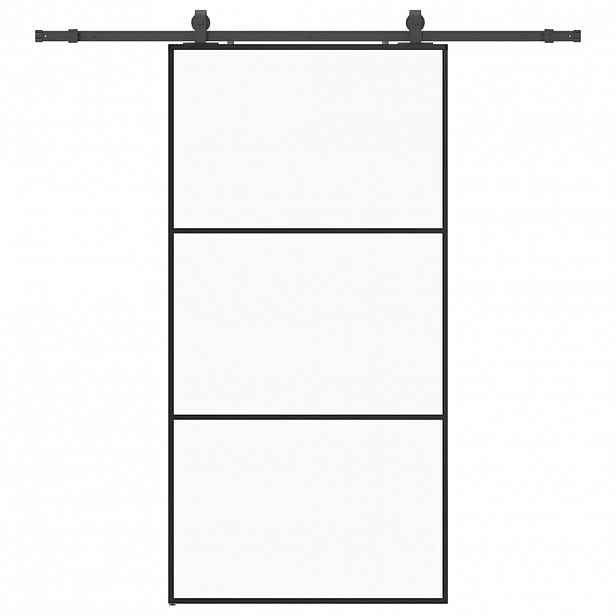 vidaXL Posuvné dveře se sadou kování černé 102x205 cm ESG Glass
