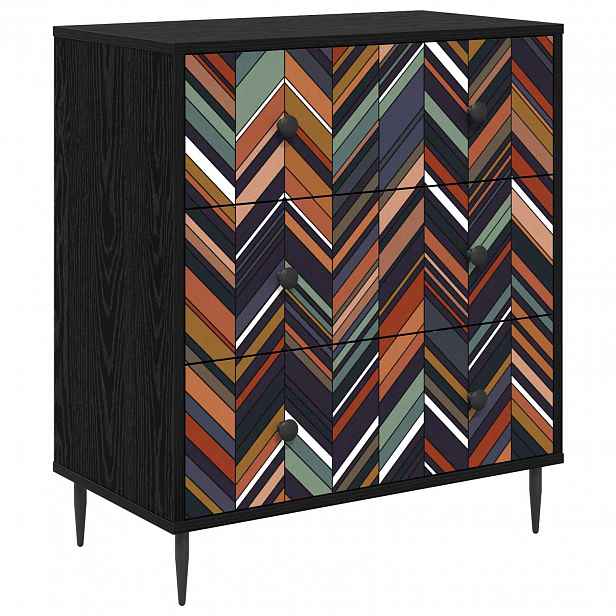 vidaXL Příborník OMMEN Geometrický potisk 66 x 36,5 x 76 cm Černý dub