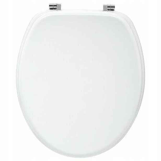 Wc sedátko oválné bílé, dřevěné, odnímatelné, pro toaletu 37x43 cm