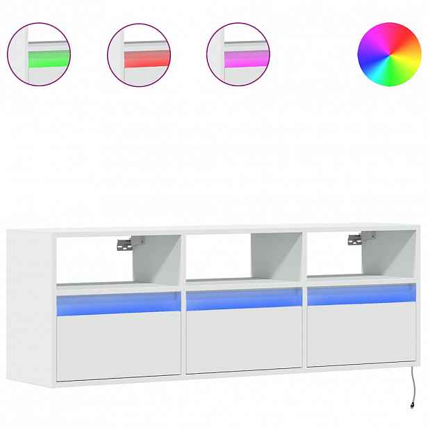 vidaXL Nástěnná TV skříňka s LED osvětlením bílá 130 x 31 x 45 cm